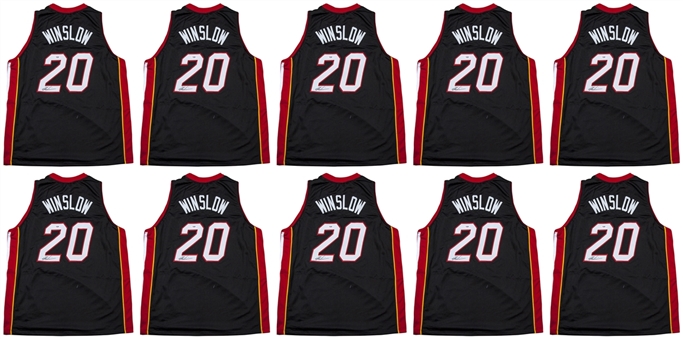 Lot of (10) Justise Winslow Autographed Miami Heat Black Jerseys (PSA/DNA)